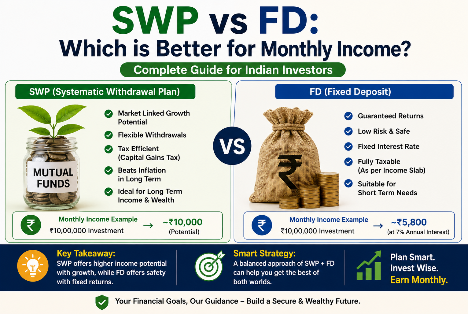 SWP vs FD: Which is Better for Monthly Income? (Complete Guide for Indian Investors) SWP vs FD: Which is Better for Monthly Income? (Complete Guide for Indian Investors)